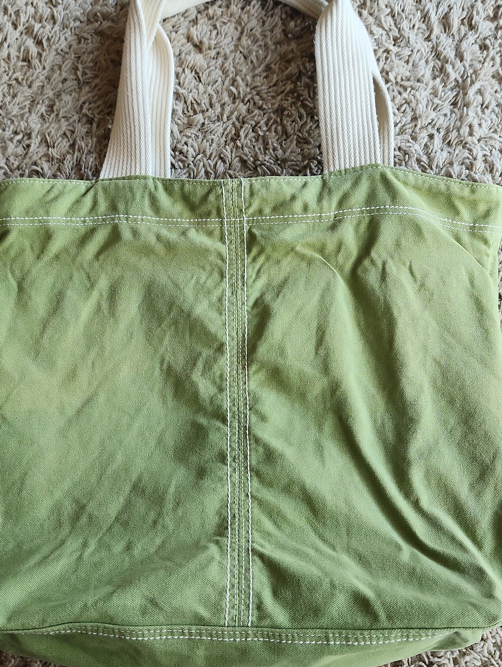 Life Is Good Green Floral Canvas Tote Bag with Cream Handles - Picture 4 of 11